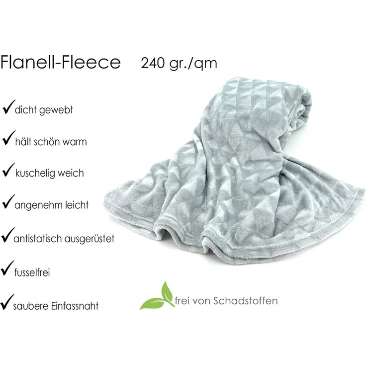 Wohndecke Soft Flanell Kuscheldecke Triangel Raute Sofadecke, heimtexland, super weich und flauschig, Allergiker geeignet, atmungsaktiv – Bild 3