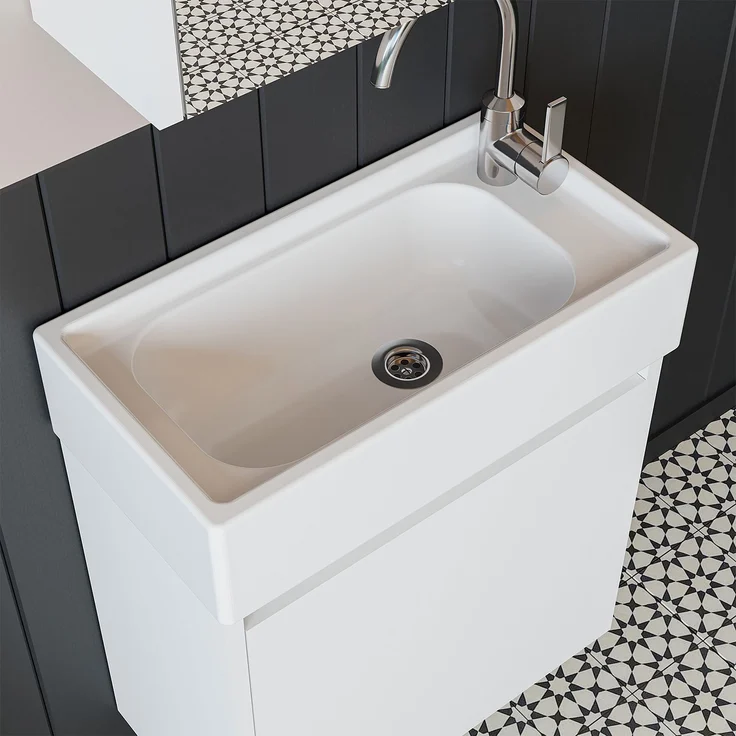 Roomart MINI-50 Badmöbel Set– 2-teiliges Badezimmermöbel Set - Waschbecken mit Unterschrank - H 45 x B 25 x T 49 cm • Weiß – Bild 5