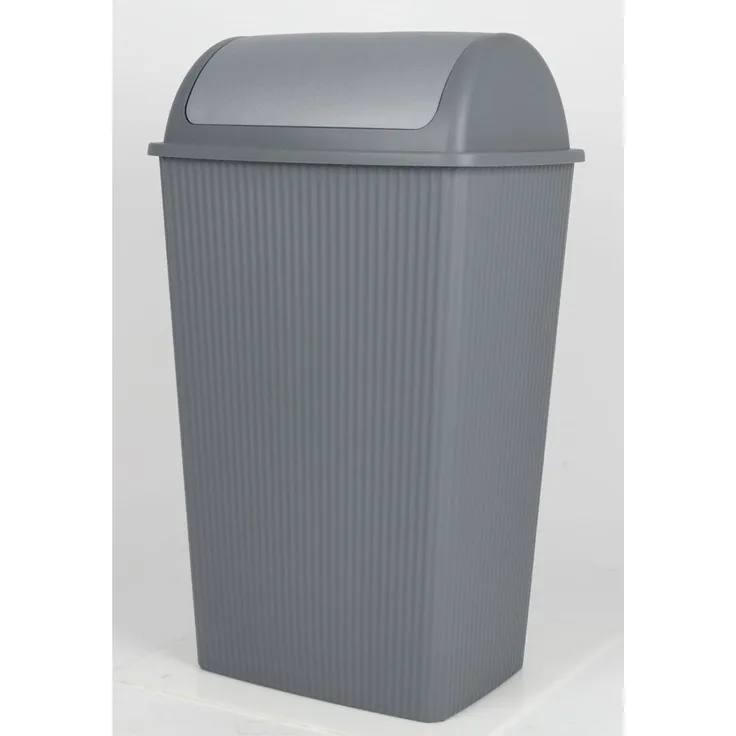 12x Schwingdeckeleimer 45 Liter grau ca. 40x30x70 cm großer Abfalleimer aus Kunststoff für Haushalt Büro Gewerbe