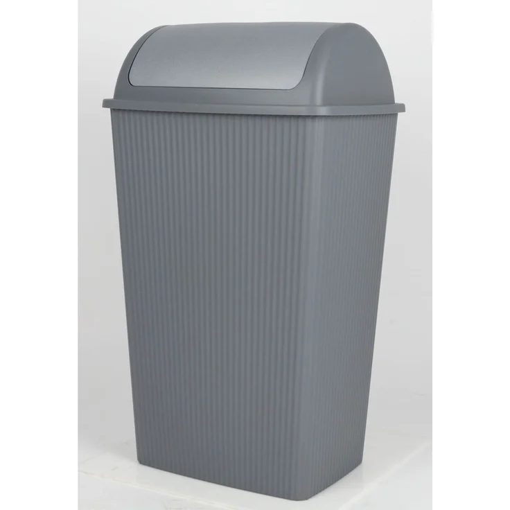 12x Schwingdeckeleimer 45 Liter grau ca. 40x30x70 cm großer Abfalleimer aus Kunststoff für Haushalt Büro Gewerbe – Bild 1