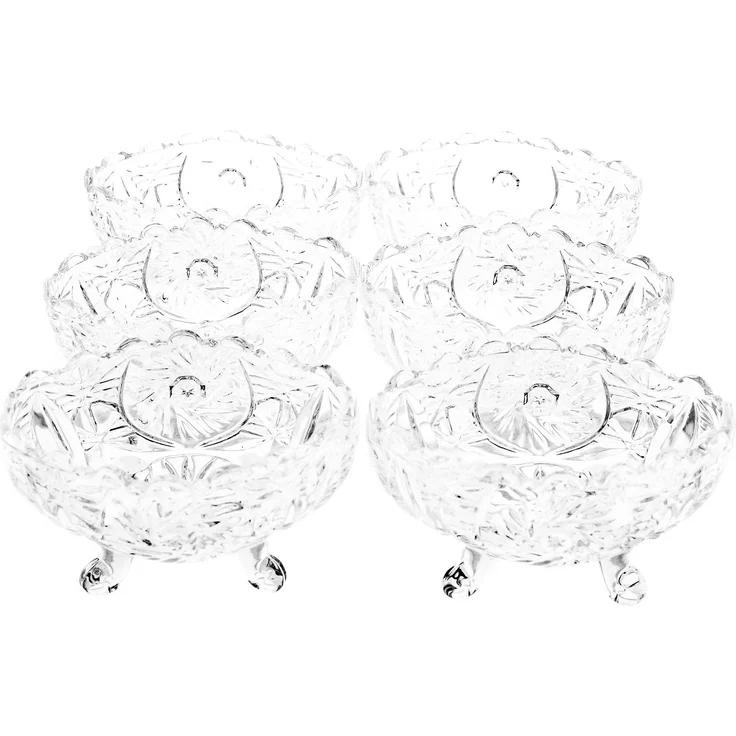6 Tlg. Set Servierschale aus Glas Oval Glasschalen mit Muster für Snacks, Bowl, Dips – Bild 5