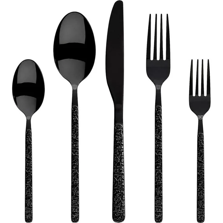 Roxlin Besteck-Set Roxlin Besteckset 30-tlg Stein Design Edelstahl, Gold/Schwarz/Silber, 6 Personen, Edelstahl