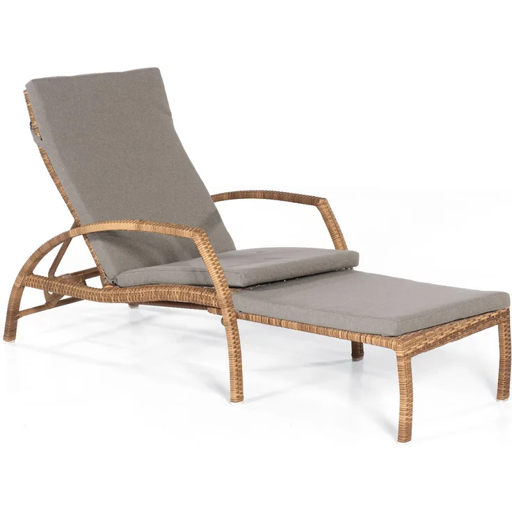 Sonnenpartner Sonnenliege Mauritius Aluminium mit Polyrattan natura-antik Gartenliege mit Auflage