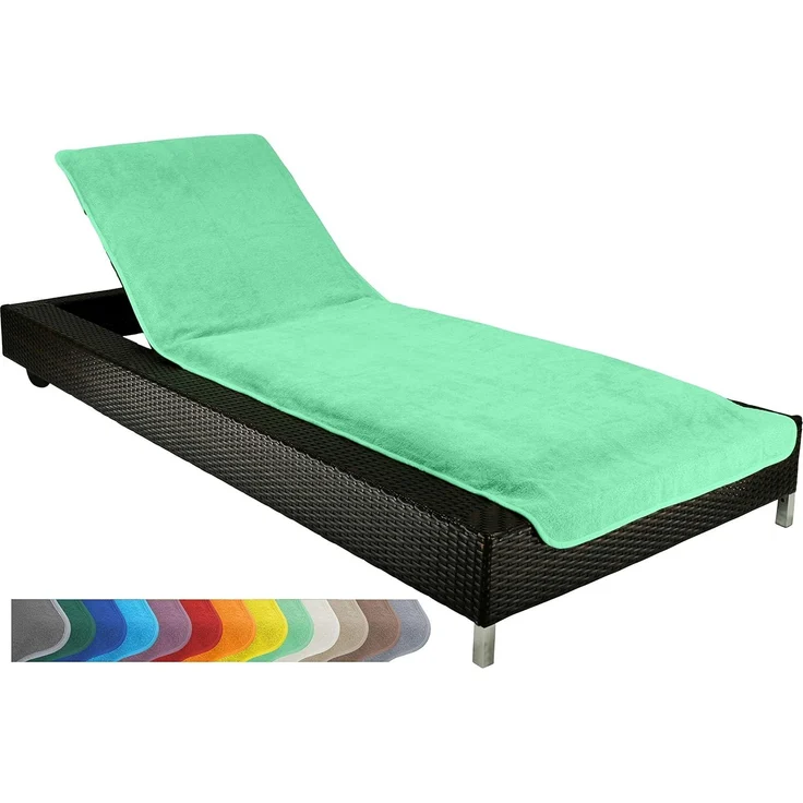 Brandsseller Schonbezug für Gartenliege, Strandliegenauflage, Frottee Schonbezug, 100% Baumwolle - ca. 75x200 cm - Mint/Grün – Bild 1