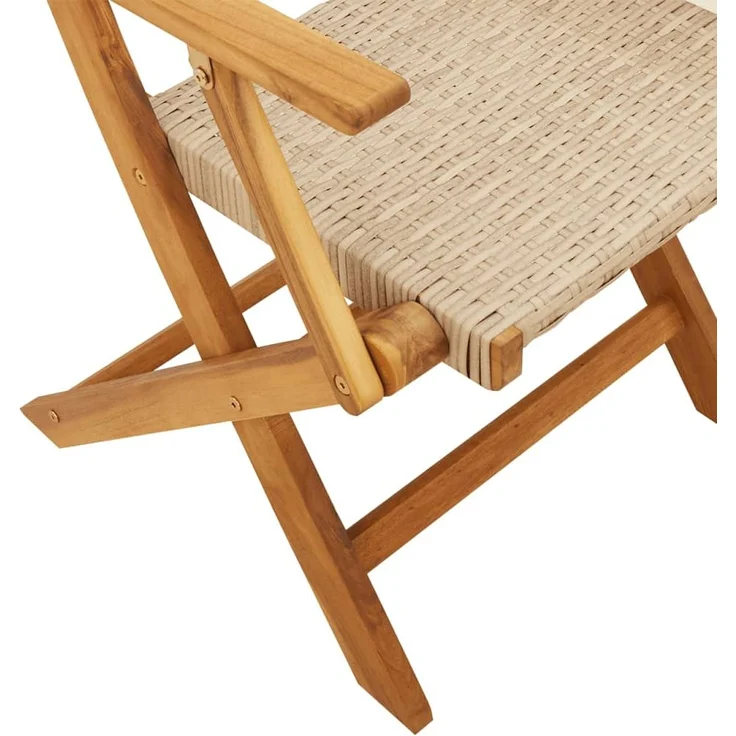 vidaXL Gartenstühle 6 Stk. Klappbar Beige Poly Rattan & Massivholz 3214563 – Bild 7