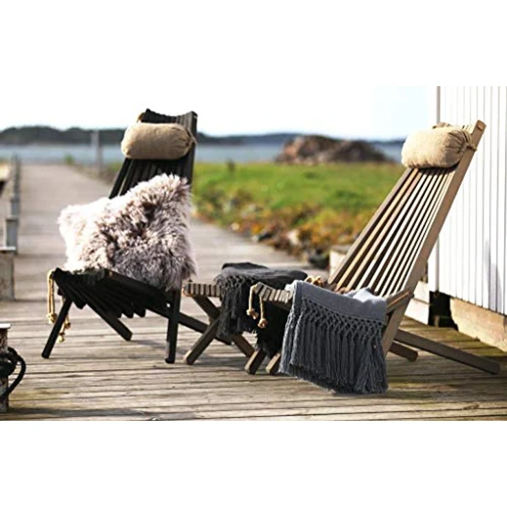 Jardinion Klapphocker Beistelltisch, kompakt 54 x 49 x 45cm, schwarz (Kiefer), wetterfest und vielseitig einsetzbar für Balkon und Garten – Bild 4