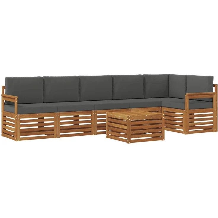 vidaXL Outdoor-Sofagarnitur 7 stk. 6-Sitzer Natur und Anthrazit 3374917 – Bild 2