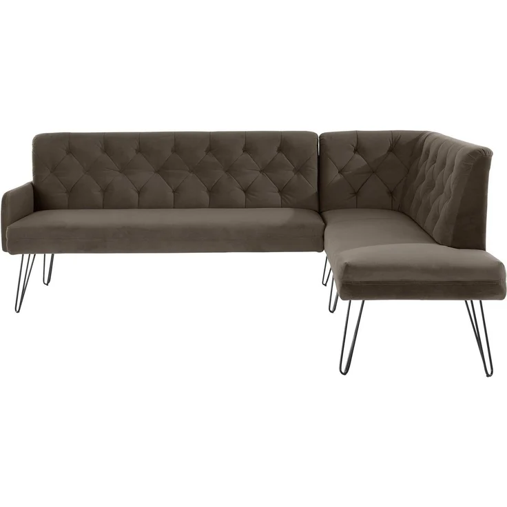 exxpo - sofa fashion Eckbank Doppio, Chesterfield Optik, komfortabel und bequem, hohe Designfüße, Frei im Raum stellbar – Bild 4
