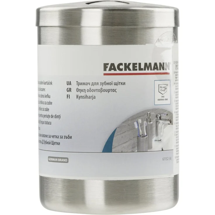 FACKELMANN Zahnputzbecher, Chrom matt, für 4 Zahnbürsten, Edelstahl – Bild 2