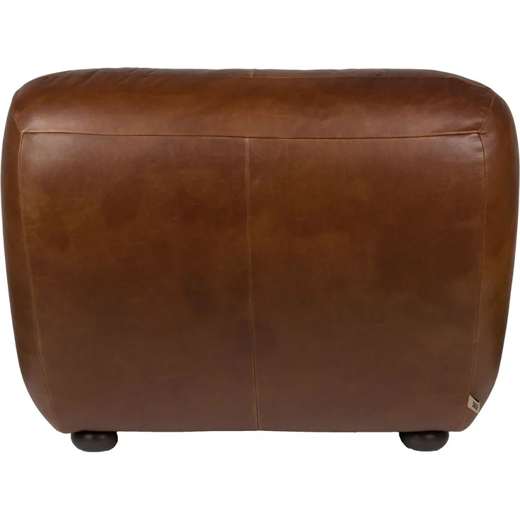 DutchBone Loungesessel Wyatt aus Leder in Schokobraun mit runden Holzbeinen Braun 87x101x70,5 cm – Bild 3