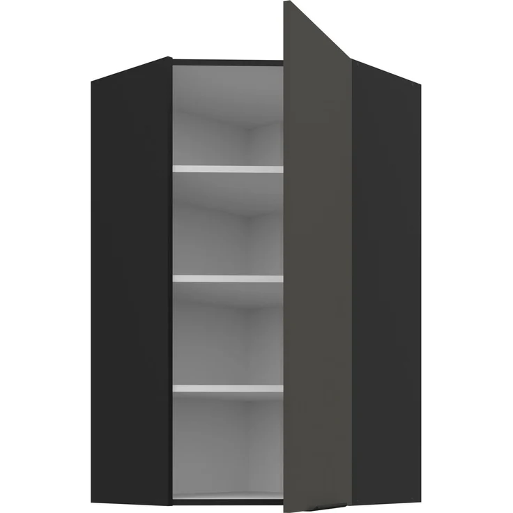 Küchen Eckhängeschrank 60x60 cm - Höhe 90 cm Küche ARIA Graphite ultra matt + Schwarz matt, hochwertige Fronten mit Anti Fingerprint Beschichtung Küchenzeile Küchenblock – Bild 3
