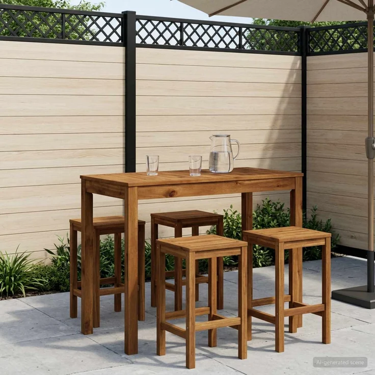 vidaXL Gartenbar-Tisch LAREN Natur 108,5 x 55 x 105 cm 901258 – Bild 1