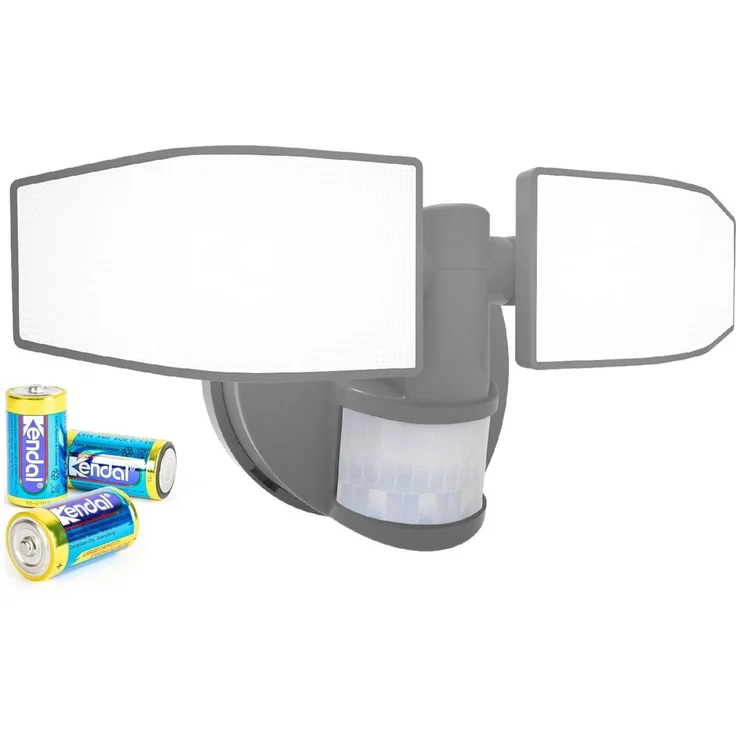 Northpoint LED Wandstrahler Bewegungsmelder 2 Fluter-Köpfe Schwenkbar Batterie 400L – Bild 1