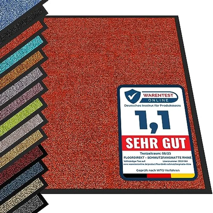 etm® Schmutzfangmatte - Fußmatte in vielen Größen - Türmatte Fußabstreifer für Haustür innen und außen (Rot, 90x600 cm) – Bild 1