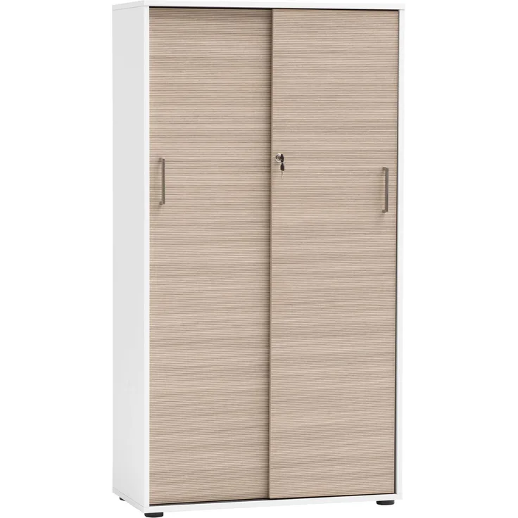 Schildmeyer Aktenschrank Metz 702096, abschließbar, weiß matt/Canello Eiche Dekor, 80 x 38,2 x 150 cm