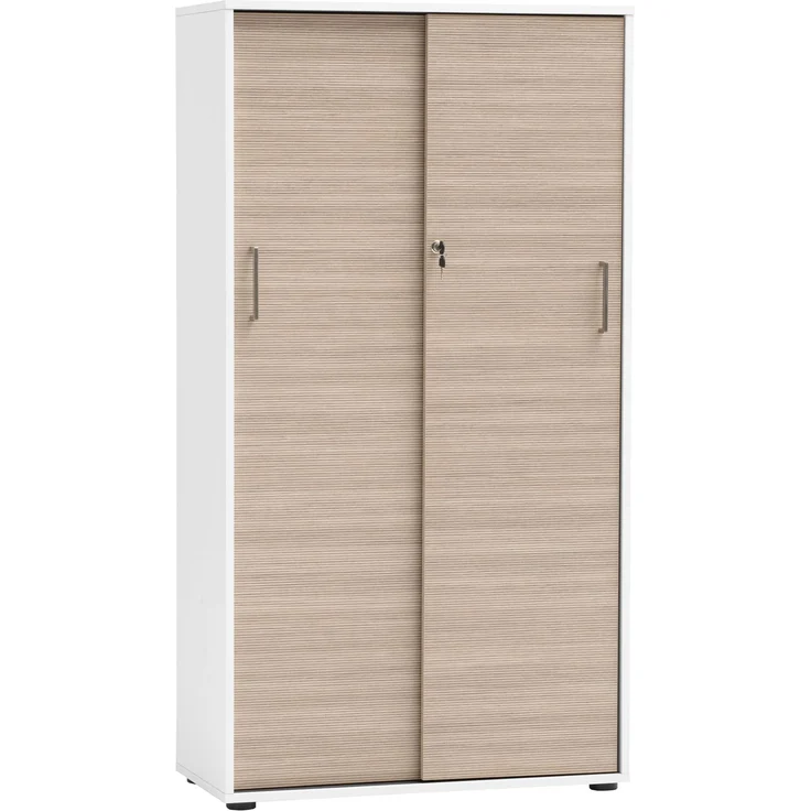 Schildmeyer Aktenschrank Metz 702096, abschließbar, weiß matt/Canello Eiche Dekor, 80 x 38,2 x 150 cm