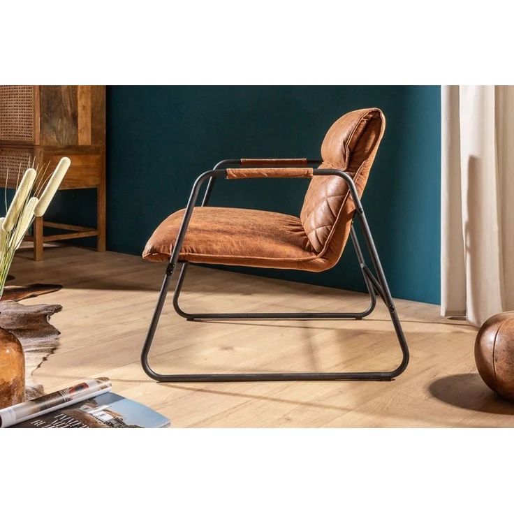 riess-ambiente Sessel MUSTANG LOUNGER antik hellbraun, Loungesessel · Wohnzimmer · Retro – Bild 4