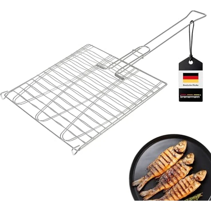 bremermann Grillguthalter Fischgriller 3fach // Edelstahl // ca. 59 x 27,5 cm // Fischbräter – Bild 1