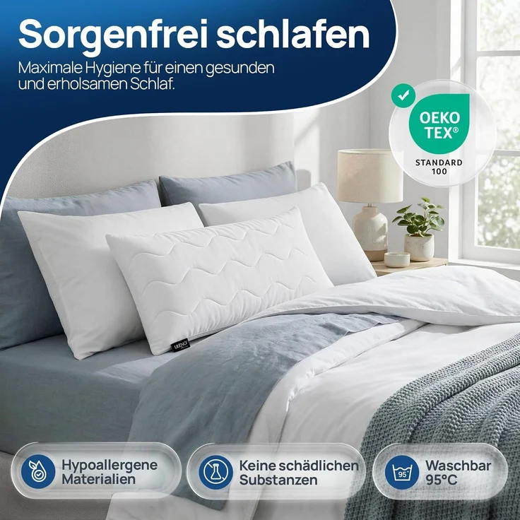LILENO HOME Allergiker Kopfkissen 40x80 (6er Set) – 95°C waschbar, Oeko-Tex & Made in DE – Kissen 40x80 anpassbar für himmlischen Schlaf – Haut schmeichelndes & geruchsfreies Pillow – Bild 4