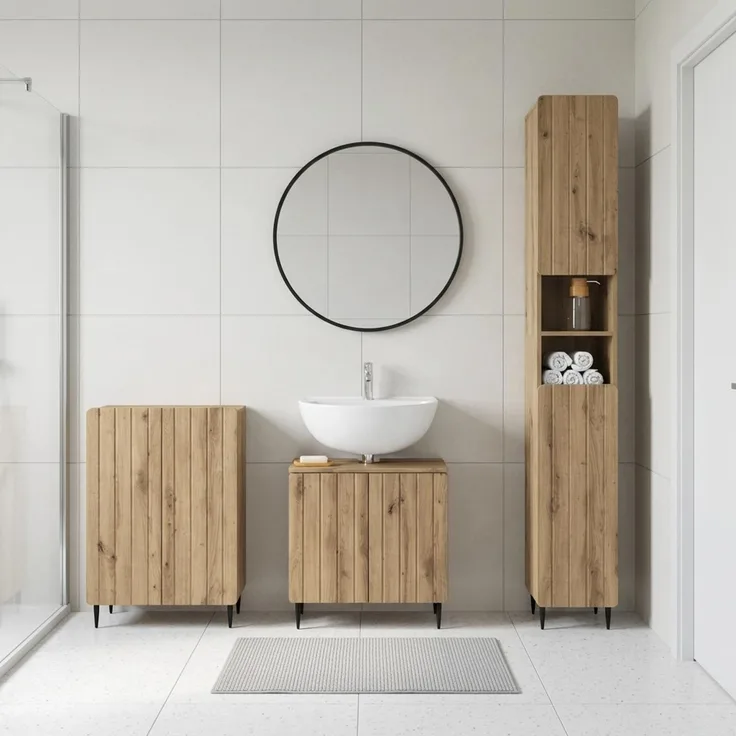 vidaXL 3-teiliges Badezimmer-Schranksystem ZWOLLE Artisan-Eiche 3417440