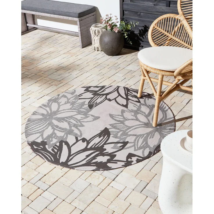 Outdoorteppich SOLAPUR Grau ø 120 cm – Bild 3
