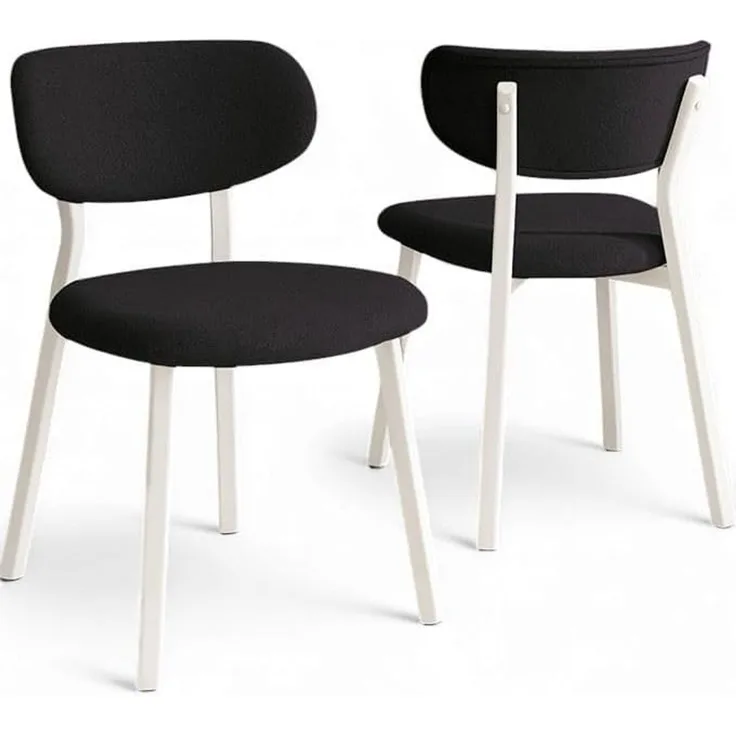 Modernes Stuhlset (2-teilig), Anthrazit & Weiß, 46 x 45 x 85 cm | Gestell: 100% Metall, Bezug: Bouclé | Stilvolles skandinavisches Design