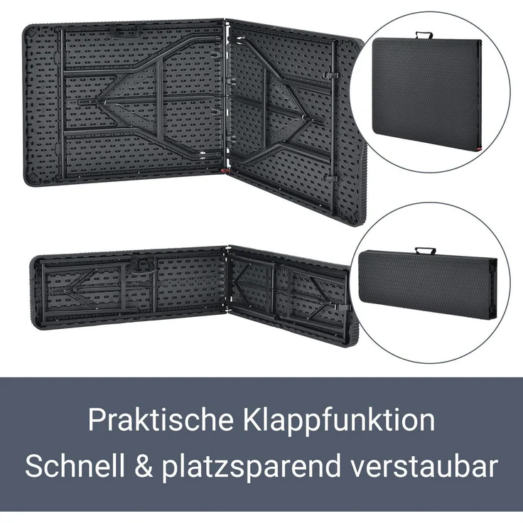 Juskys 'Bayreuth' Bierzeltgarnitur, 3-teilig, Klappbar, Kunststoff, 180 x 74 x 74 cm, Schwarz – Bild 3