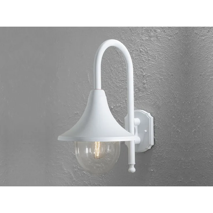 Außenwandleuchte BARI im Landhausstil aus Aluminium Weiß, Höhe 44cm