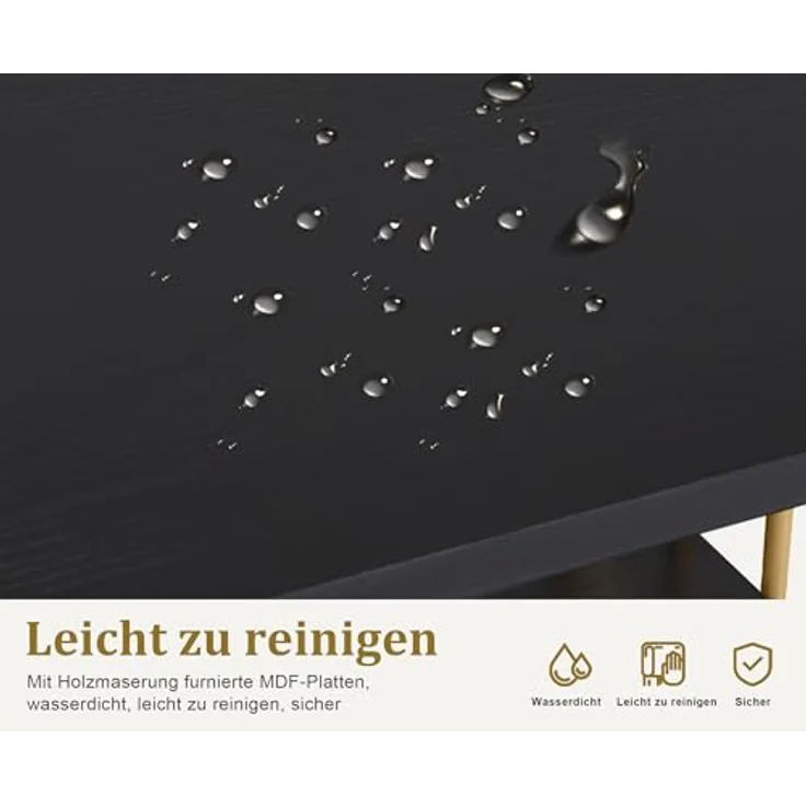 M MCombo Schreibtisch mit Schubladen, Schminktisch ohne Spiegel Schwarz-Gold, Nageltisch aus Holz Metallgestell, Computertisch Wohnzimmer Modern, 45,5 x 109 x 81cm, 2407GBK – Bild 7