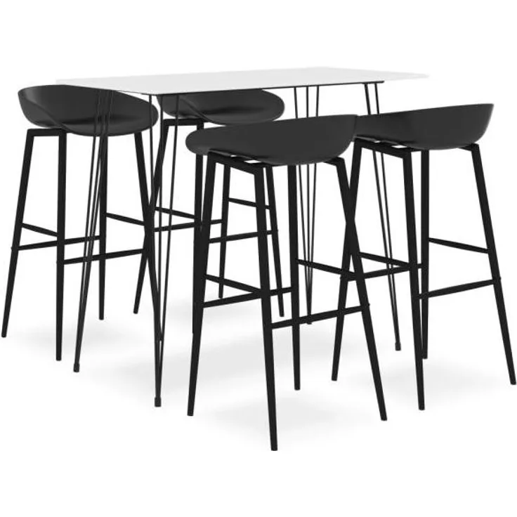 vidaXL 5-tlg. Bar-Set Weiß und Schwarz [3057409]
