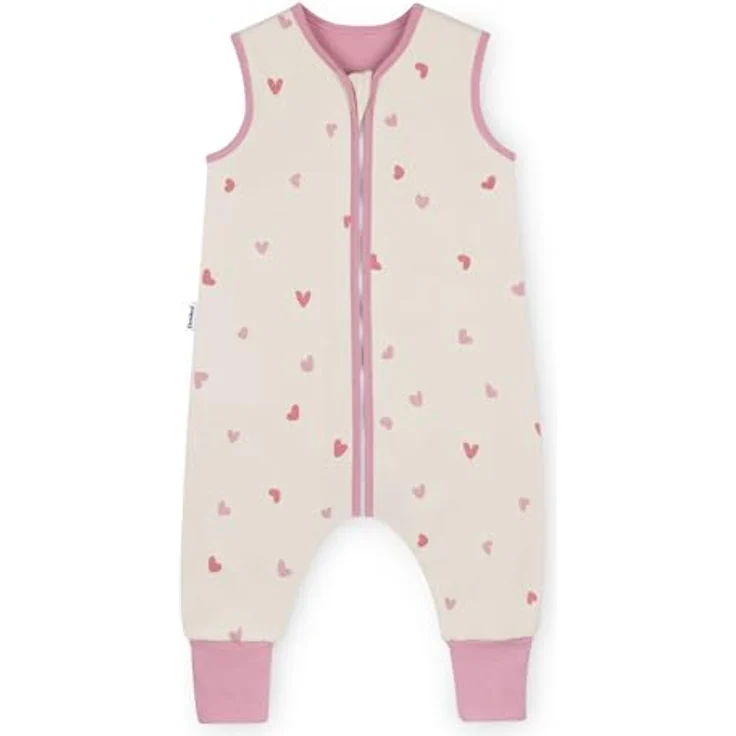 Ehrenkind® Baby Sommerschlafsack mit Füßen 1.0 TOG aus weicher OEKO-TEX zertifizierter Bio-Baumwolle | Sommer Schlafsack | Baby Schlafsack Gr. 70 Natur Herzen | 1 Tog – Bild 2