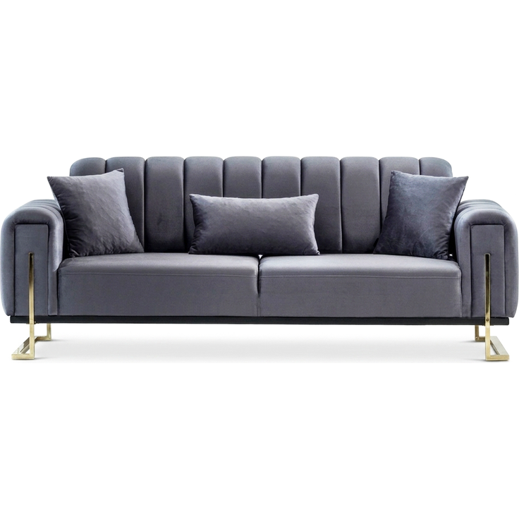 Sitzgruppe/Sofa Set - Wohnzimmergarnitur "Elara" 3+3+1-Beige/Grau – Bild 3
