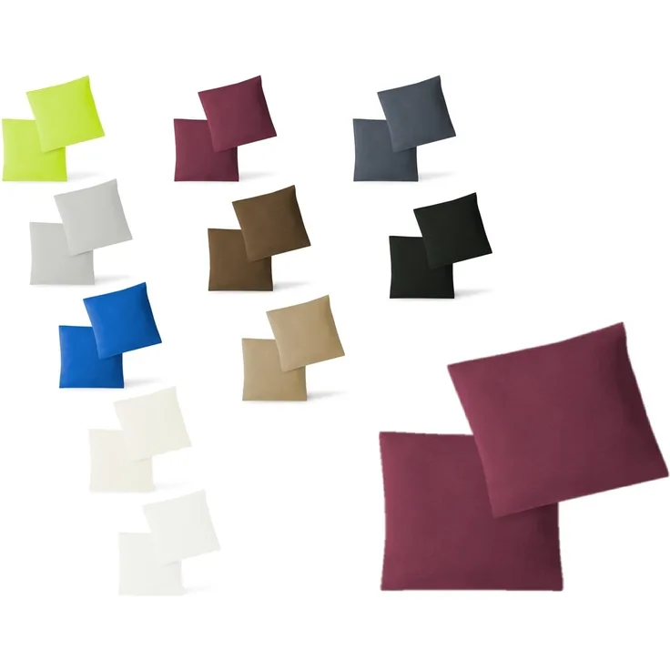 Jersey Kissenbezug, 2er Set, Bordeaux, 40x40 cm