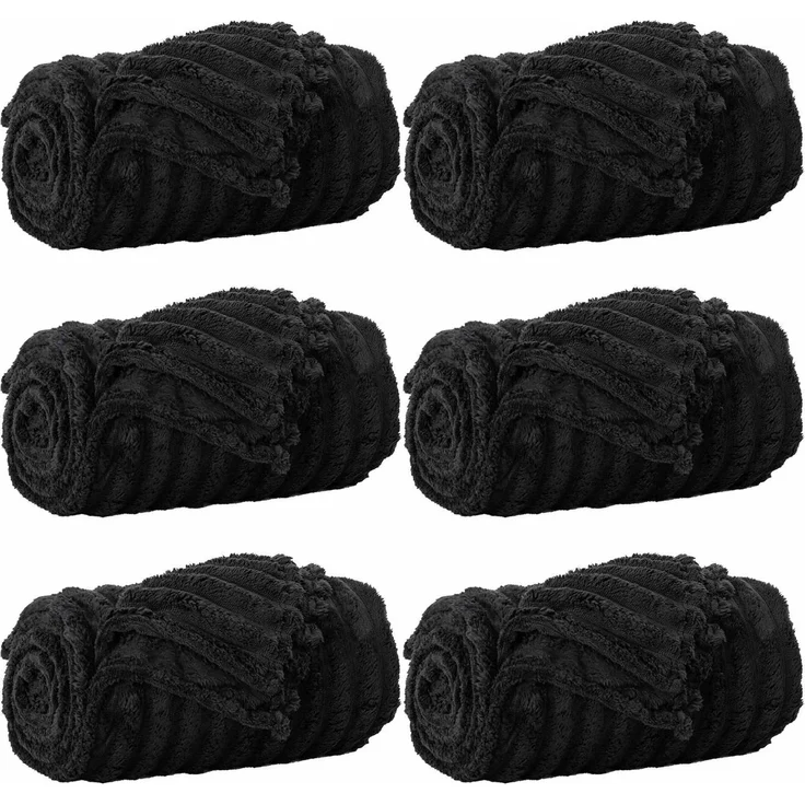vidaXL Wohndecken 6 Stk. Schwarz 150 x 130 cm 2.85 Fleece 42016885 – Bild 2