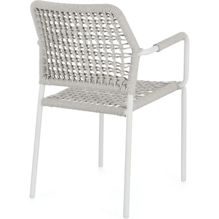 Gartenstuhl Adajra aus Aluminium, modernes Design, hellgrau weiß, stapelbar für Outdoor – Bild 5