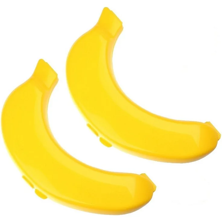 Sanixa Aufbewahrungsdose Bananenbox 2er Set Gelb Kunststoff BPA Frei Bananendose (2er Set, 2 St, Bananen Aufbewahrung Dose), Aufbewahrungsbox Bananenhalter Lunchbox Kinder