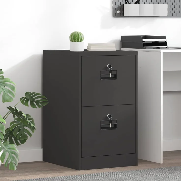 vidaXL Aktenschrank Schwarz 44 x 50 x 74,5 cm Kaltgewalzter Stahl 891592