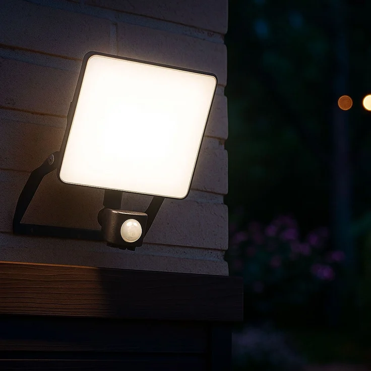 LED Außen-Wandstrahler, Bewegungsmelder, IP65, 6000lm, warmweiß – Bild 2