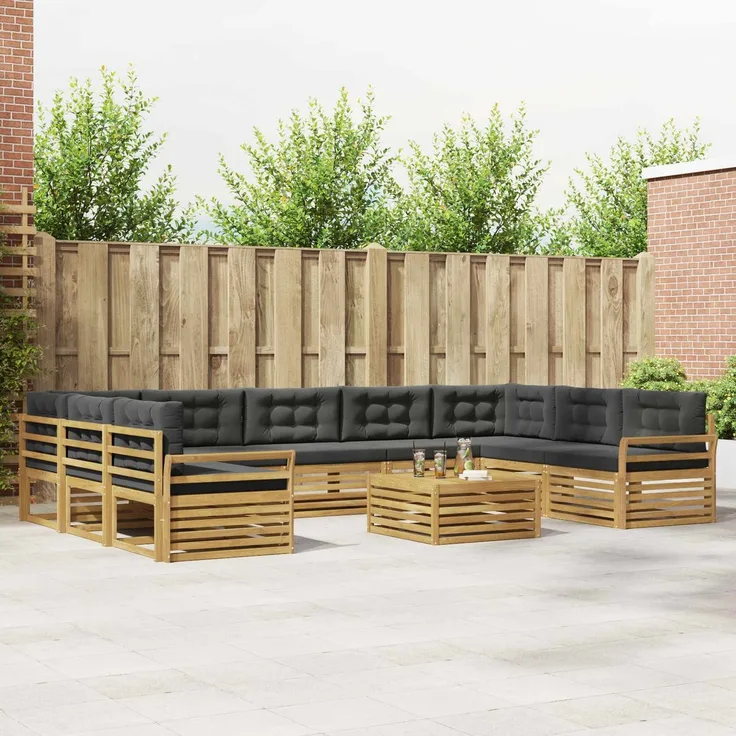vidaXL Outdoor-Sofagarnitur 10 stk. 9-Sitzer Weiß und Anthrazit 3391197