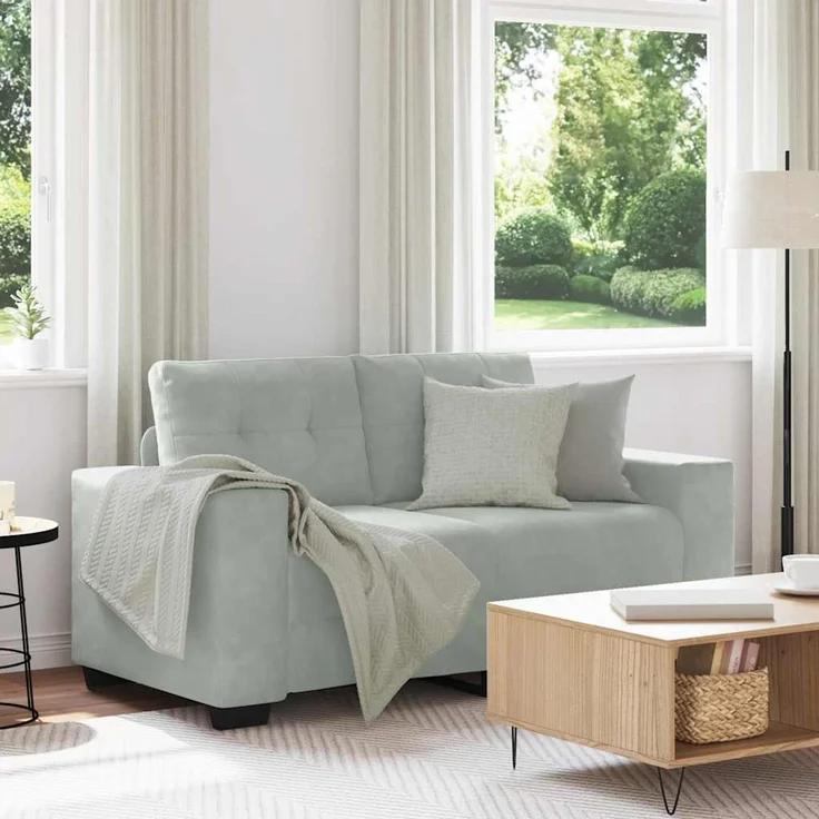vidaXL Zweisitzer-Sofa Hellgrau 160x77x82 cm Samt 4105110 – Bild 1