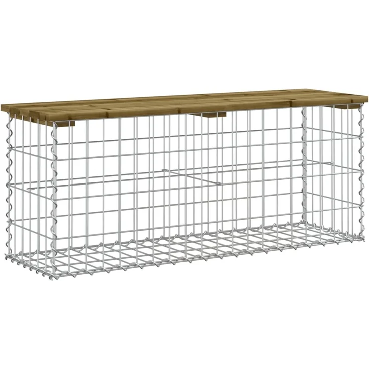 vidaXL Gartenbank aus Gabionen 103x31,5x42 cm Kiefernholz Imprägniert 834352 – Bild 1