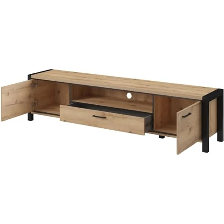 Lomadox Lowboard ACCRA-83, TV in Taurus Eiche Nb. und schwarzem Gestell, B/H/T: ca. 210/50/41 cm – Bild 2