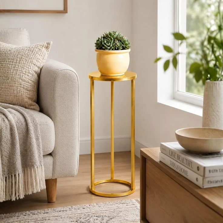 DanDiBo Blumenständer Metall Gold Rund 96510M 60 cm Pflanzenständer Blumenhocker Beistelltisch Blumensäule Modern Pflanzenhocker – Bild 4