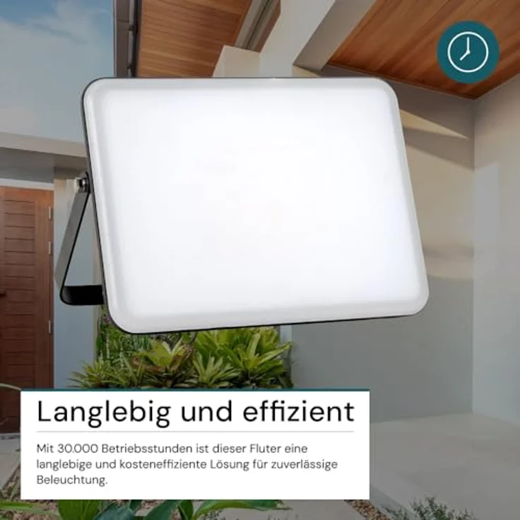 LUXULA LED Außenstrahler 30W 4000K Neutralweiß, wasserdicht IP65, Fluter mit mattem Cover und Schnellverbinder für Garten und Werkstatt, Außenleuchte Weiß – Bild 4