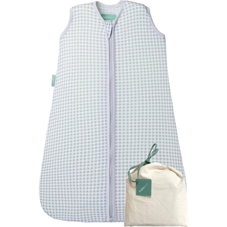 molis&co. Baby-Schlafsack. 0.5 TOG. Größe: 60 cm (0 Monate). Ideal für den Sommer. Vichy Grey. 100% Baumwolle (Oeko-TEX 100). – Bild 1