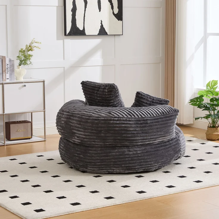 ZUBALIYA Sofa 108x52 cm, mit Cordbezug, mit breiten Armlehnen, mit Schaumstoffpolsterung, für Wohnzimmer und Apartments, Dunkelgrau – Bild 13