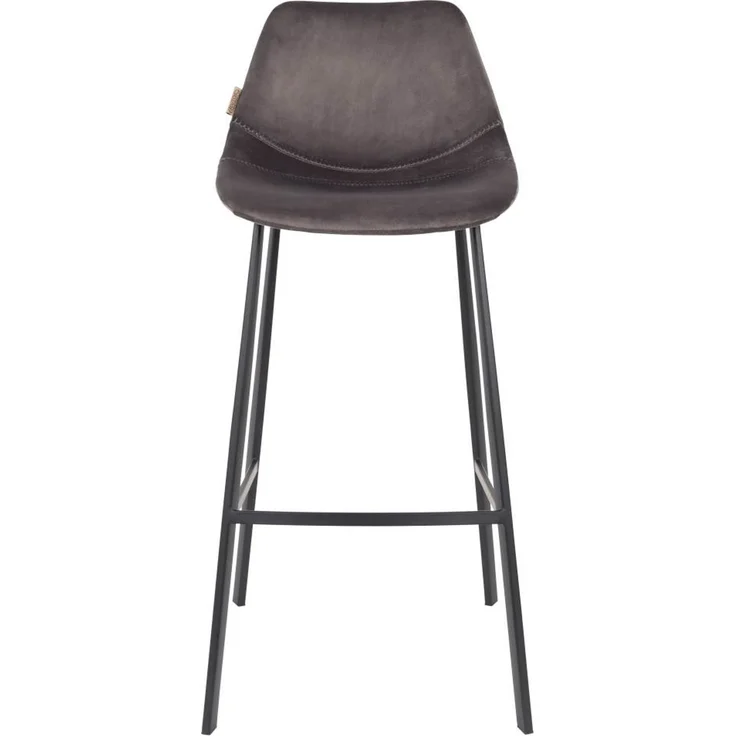 Dutchbone Barhocker Franky im 2er-Set mit grauem Samtbezug und schwarzem Stahlgestell, Sitzhöhe 80 cm – Bild 2