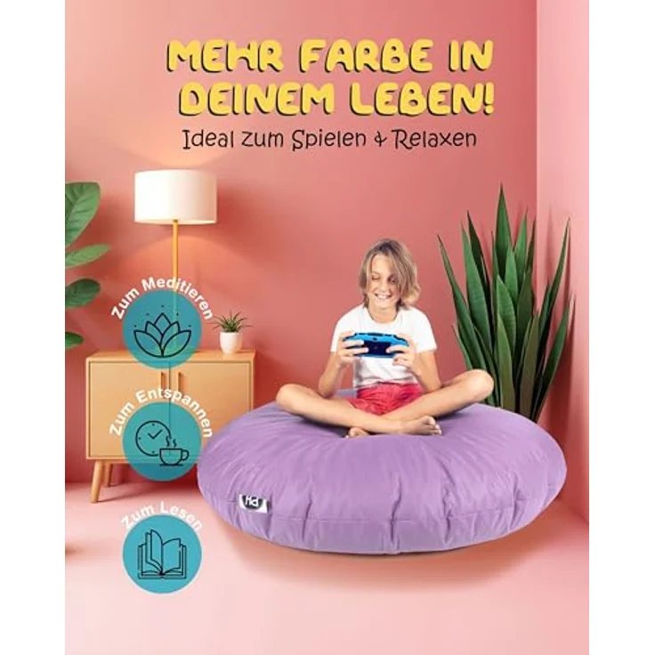 PATCH HOME 2-in-1 Sitzsack Sessel - Gaming Bean Bag mit Reißverschluss - Bereits befüllt, Ergonomisch & Robust für Kinder & Erwachsene - Indoor & Outdoor, Wetterfest (Flieder, 155cm) – Bild 5