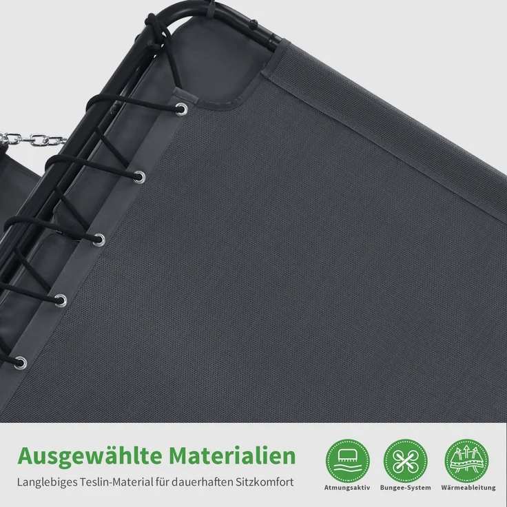 M MCombo Hollywoodschaukel mit Liegefunktion, Schaukelliege Outdoor, Gartenliege Wetterfest, Gartenschaukel mit Sonnendach & Extradickem Sitzkissen, Sonnenliege 167x155x173 cm, 8012 (grau) – Bild 9