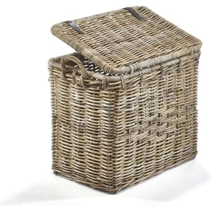 Kobolo Aufbewahrungskorb Universalkorb aus Rattan mit Deckel, Griffen und Lederriemen (Einzelstück, 1 St, 1 Stück), Ordnungssystem mit viel Stauraum – Bild 7